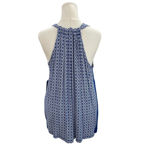 Dept 222 Cabana Nights Boho Tank Top Blue Print NWT PL Summer Vacation Resort - Picture 7 of 10